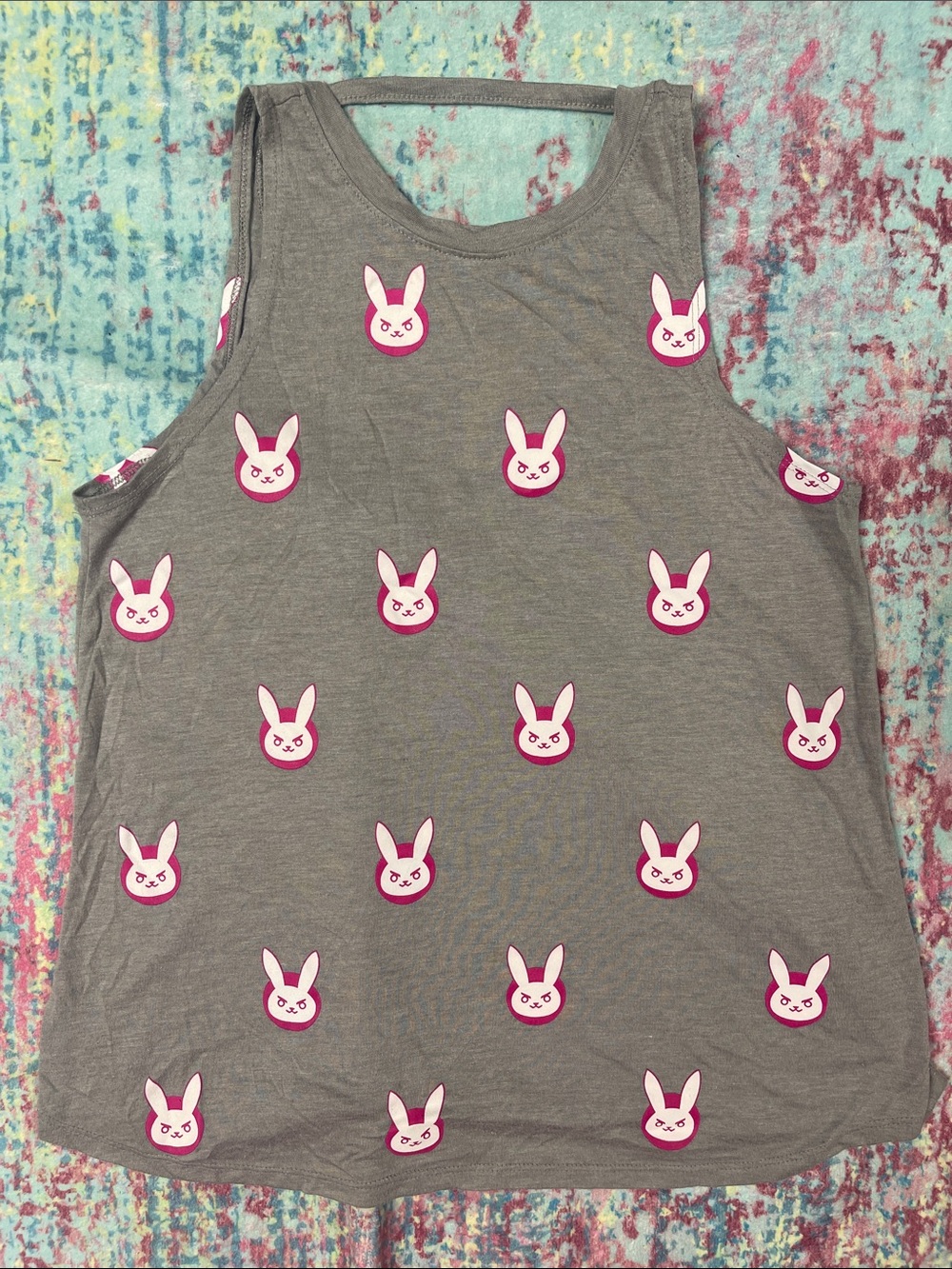 MAD Engine Gray Tank Top with Pink Bunny Accents